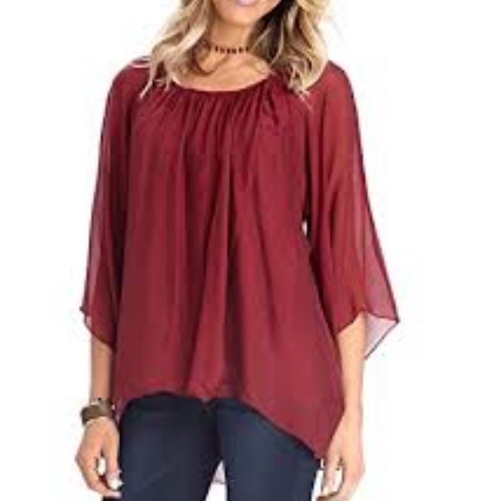 Democracy Women's Bell Sleeve Asymmetrical Blouse